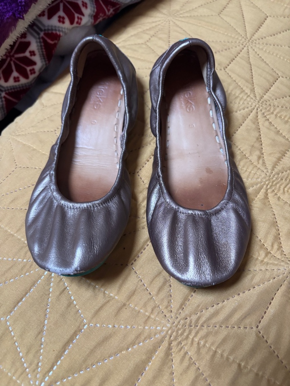Tieks Metallic Taupe Leather Ballet Flats